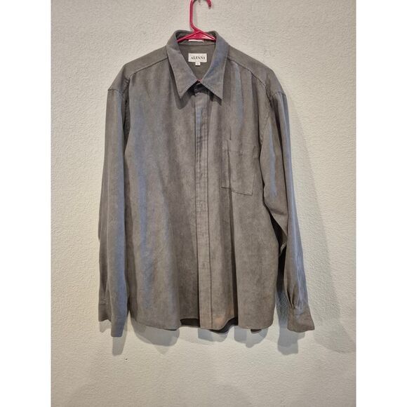 Alfani Men's Faux Suede Long Sleeve Button Up Shirt Workwear Size‎ XL Gray - Picture 1 of 4